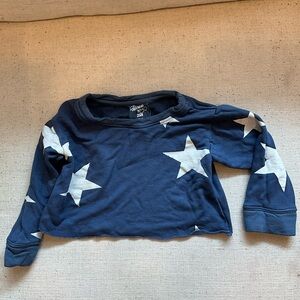 Flowers by Zoe Navy Star Long Sleeve Crop Top